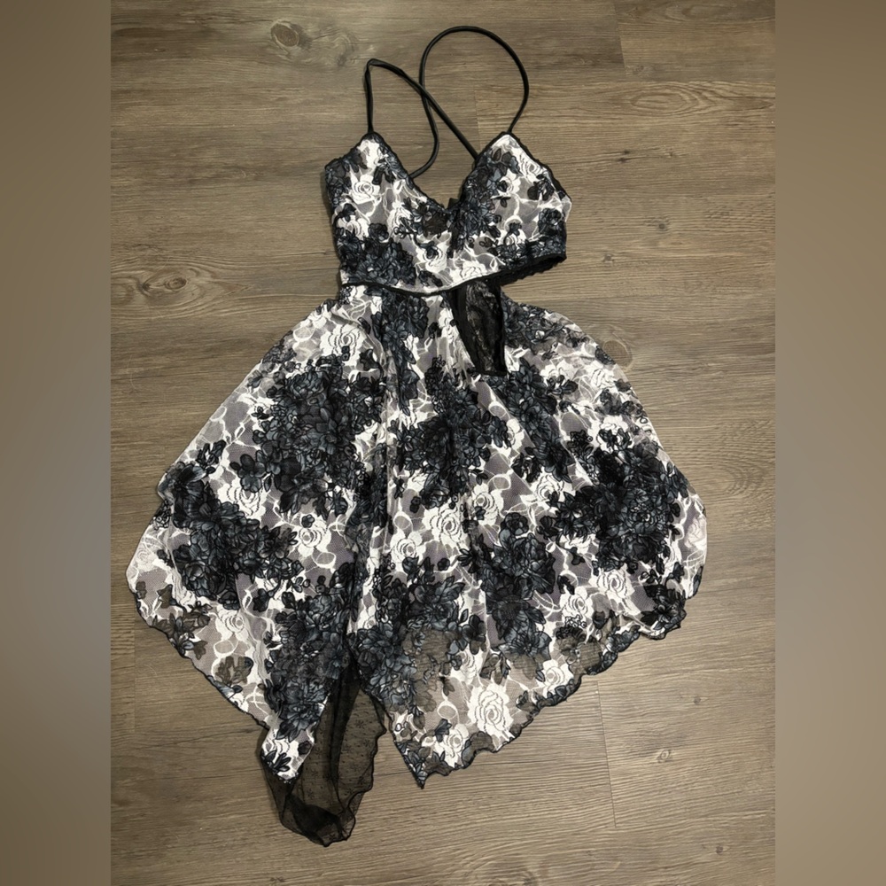 NWT Dolls Kill / Current Mood Mesh Floral Cut-Out Mini Dress